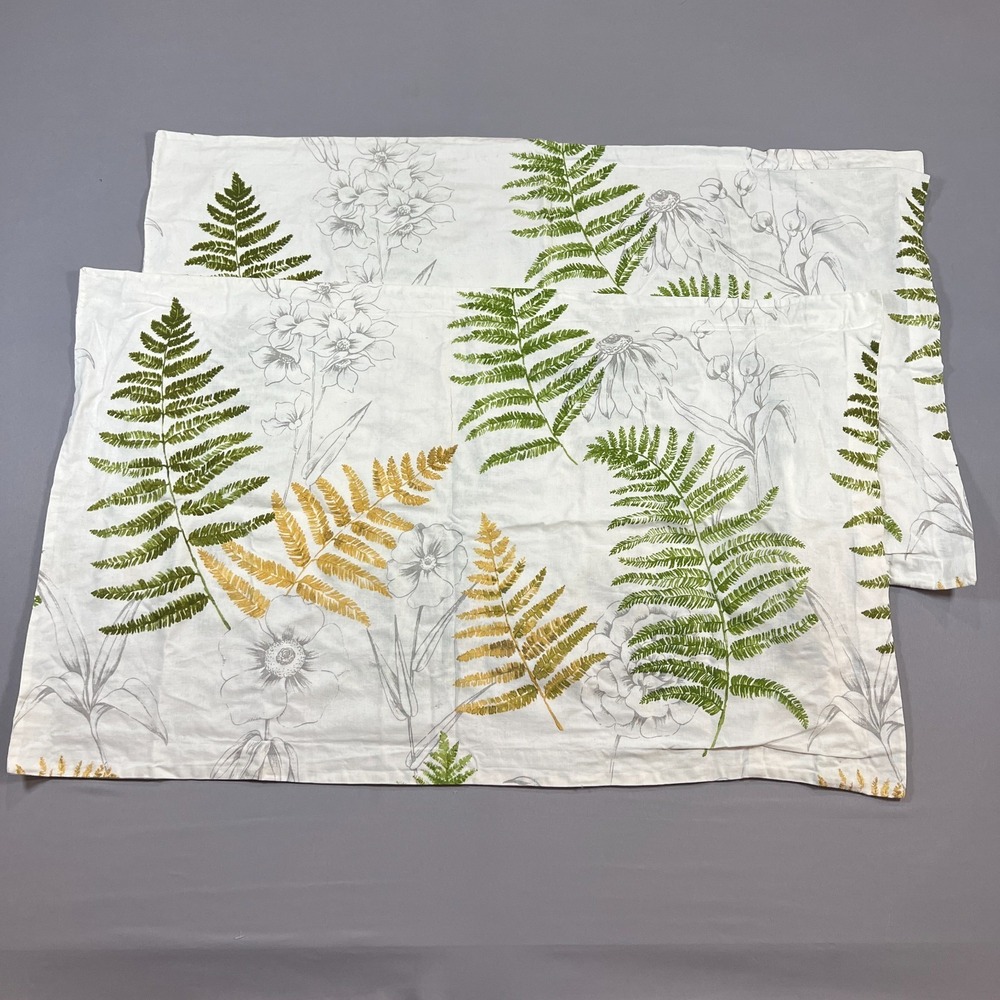 Set Of 2 Southern Living Pillowcase King 20" X 36" Multicolor Leaf Print Bedding